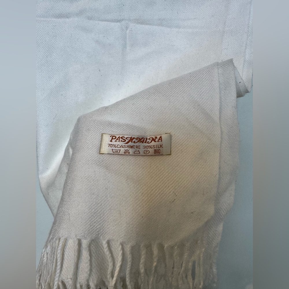 Pashmina White Cashmere Silk Scarf
